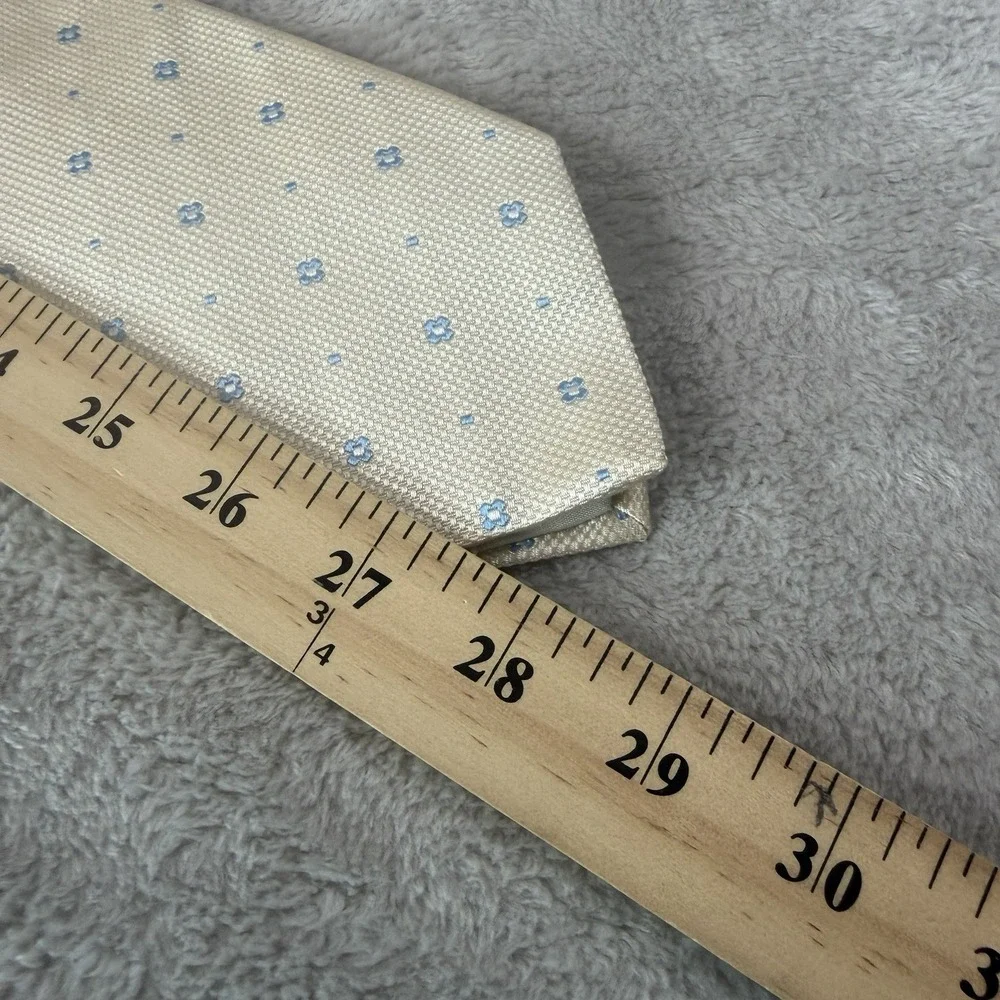 Brooks Brothers Mens Necktie Yellow Blue Geometric Floral 57x3.75 Office Wedding